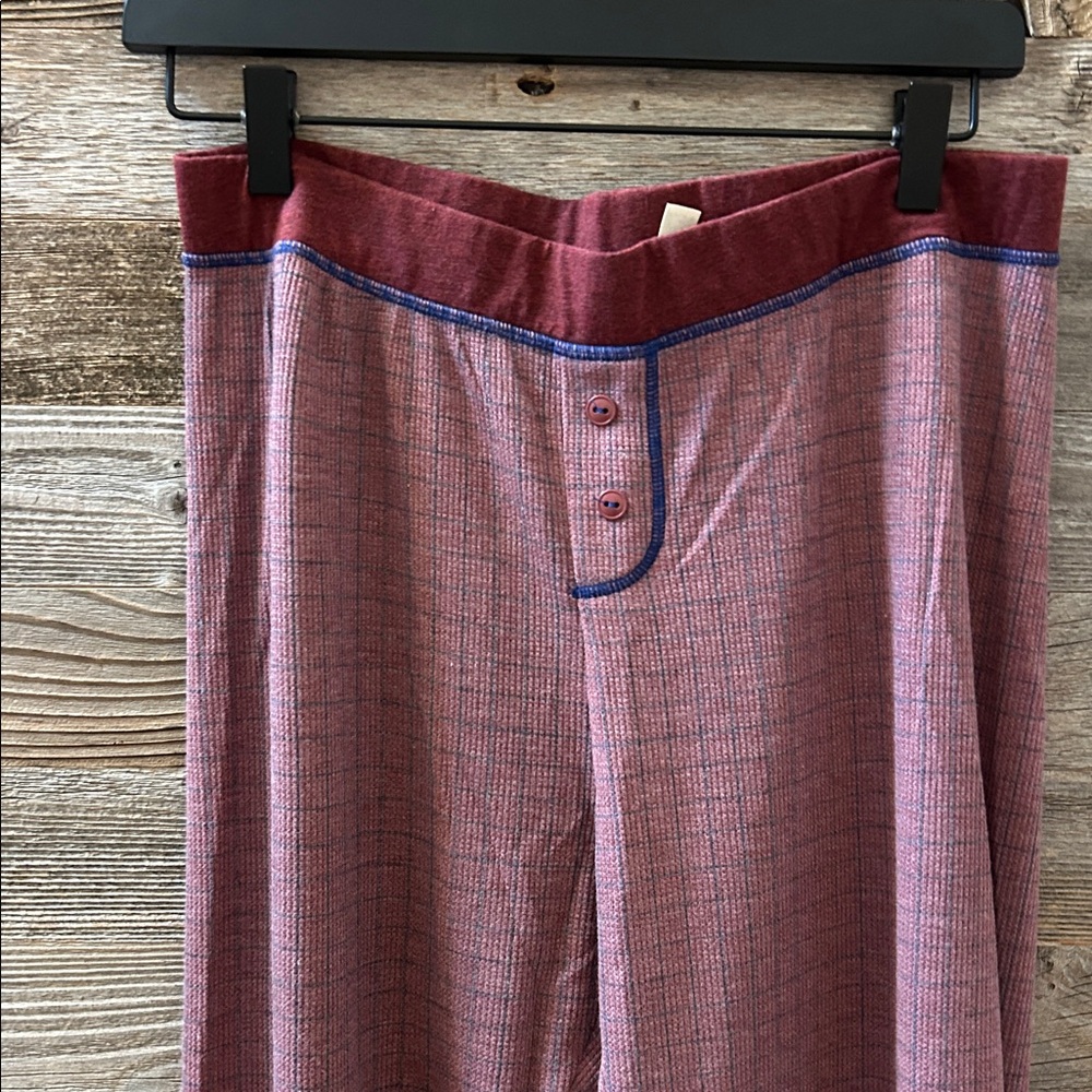 Free People Chill Evening Knit Pajama Set in Burgundy Wild Ginger Combo Large - Picture 4 of 9